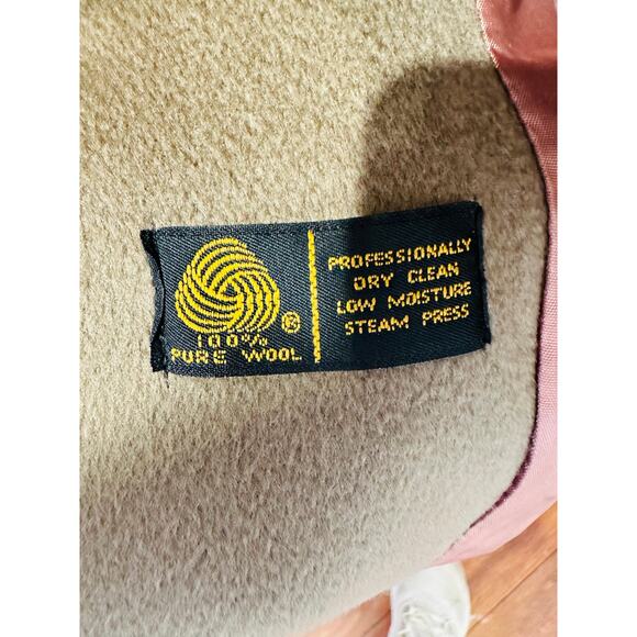 Vintage LARRY LEVINE Tan 100% Pure Wool Button Front Trench Coat Size 4 - Picture 4 of 15